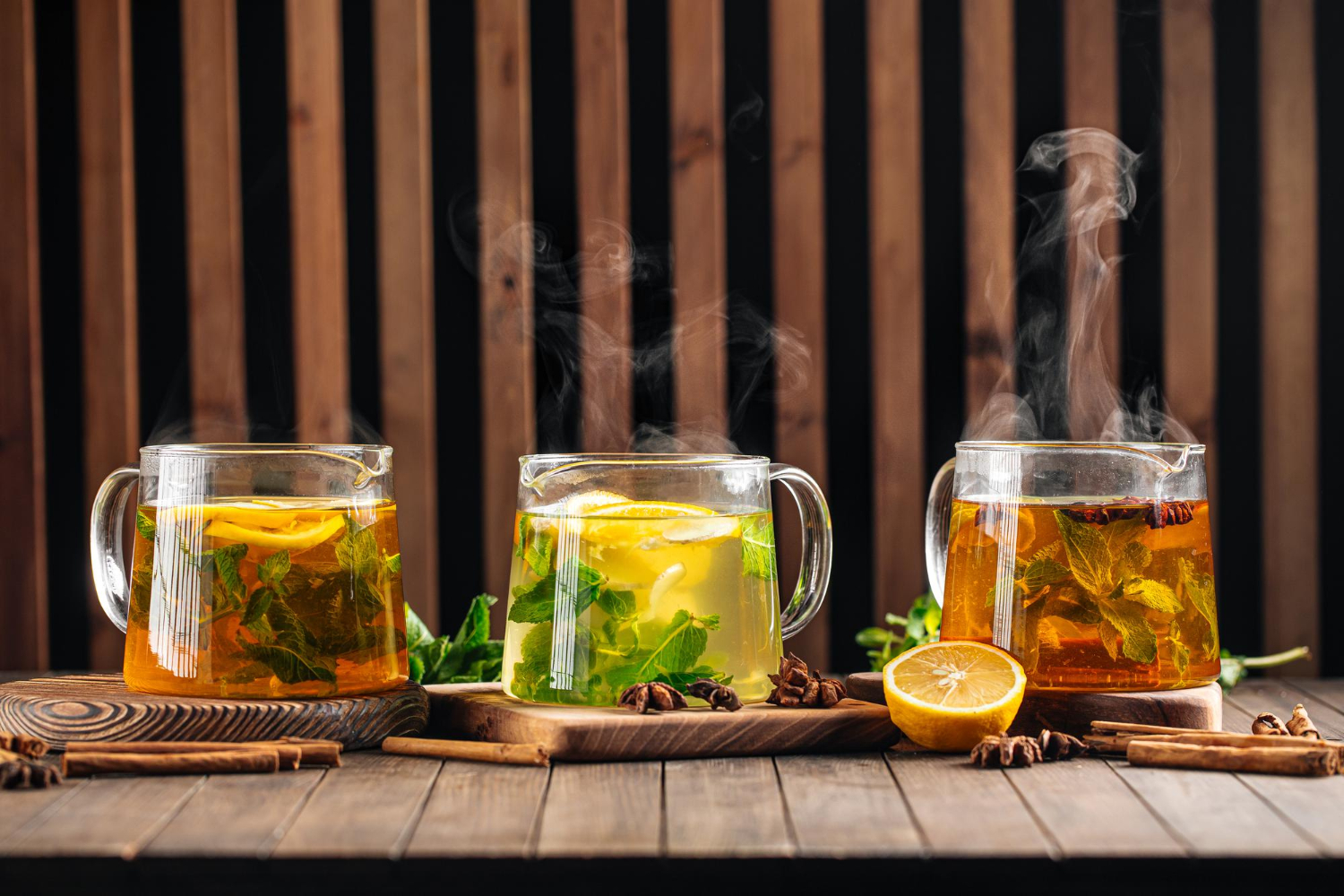 three-glass-pots-various-hot-tea three-glass-pots-various-hot-tea